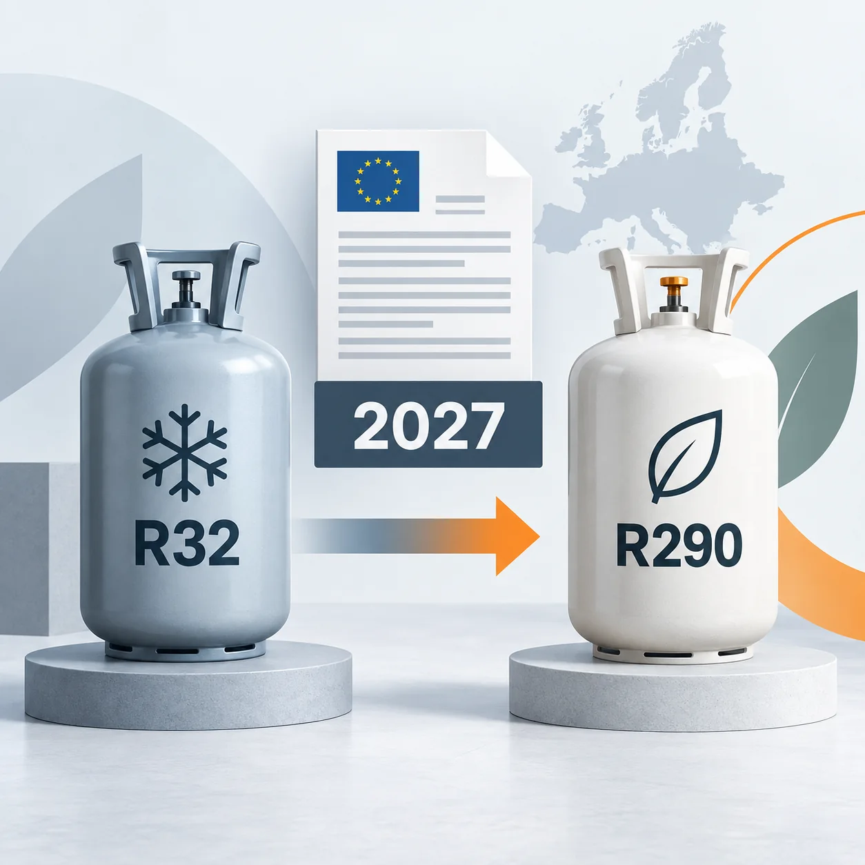 R32 and R290 cylinders with the EU 2027 deadline